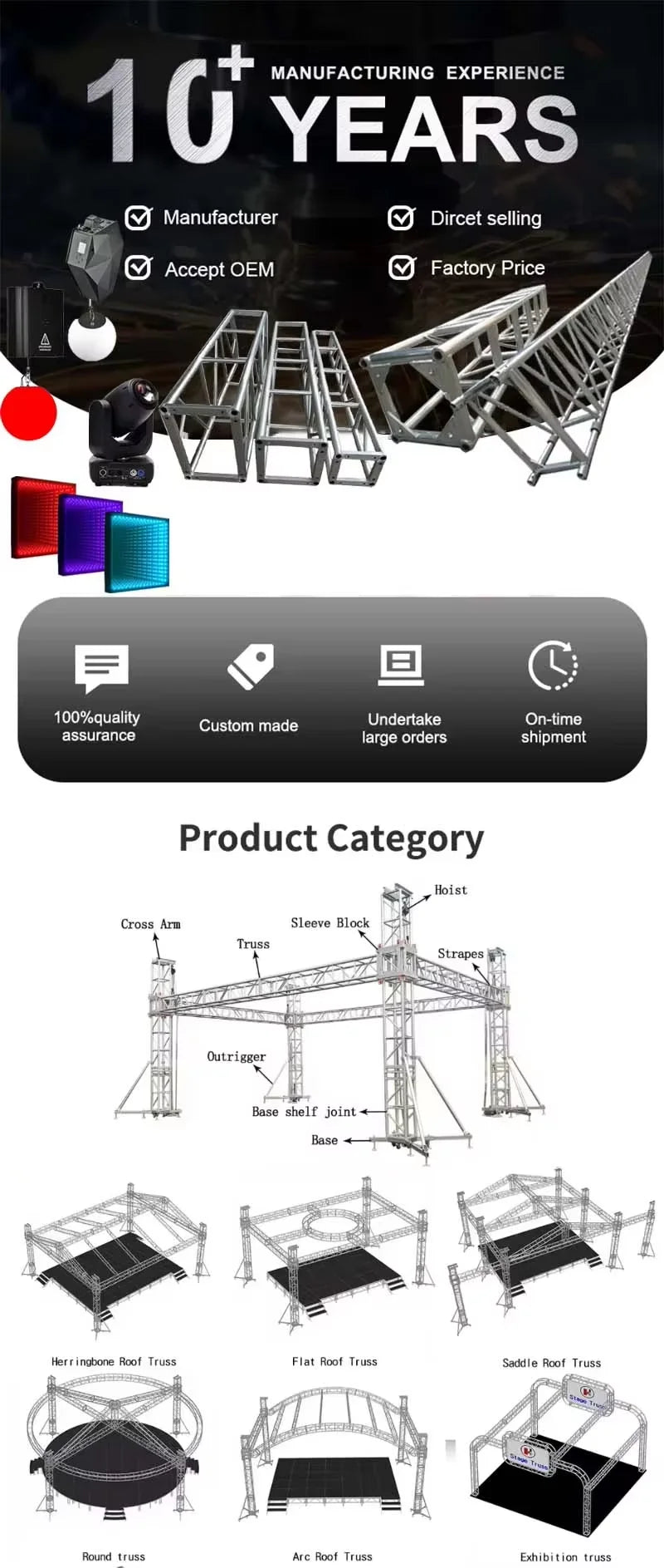 Custom DJ Truss Table Aluminum Alloy Truss DJ Table Square DJ Booth Truss for Outdoor Events and Performances