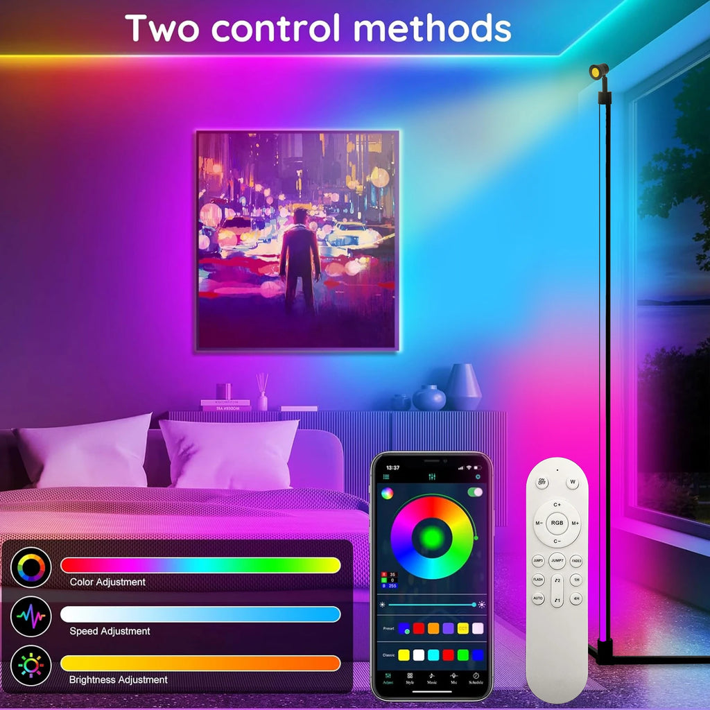 Reinforced Lamp Body 165cm Smart RGB LED Floor Lamp With Sunset Lamp APP Control Music Sync Color Change Standing Mood Light