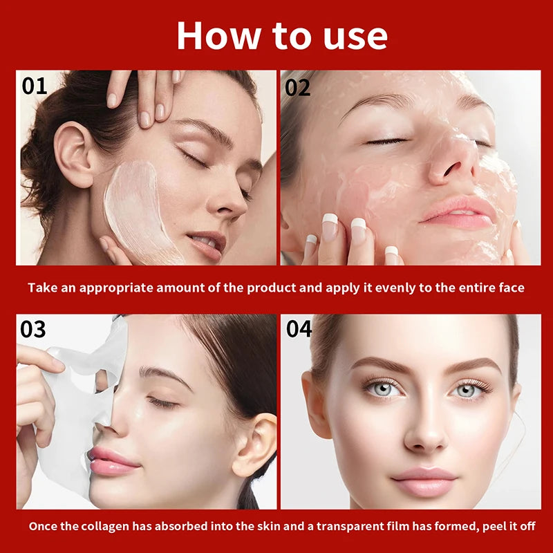 2pcs Collagen Facial Peel-Off Mask Hydrating Firming Moisturizing Mask For Elasticity Reduces Sagging Dullness Hydrating