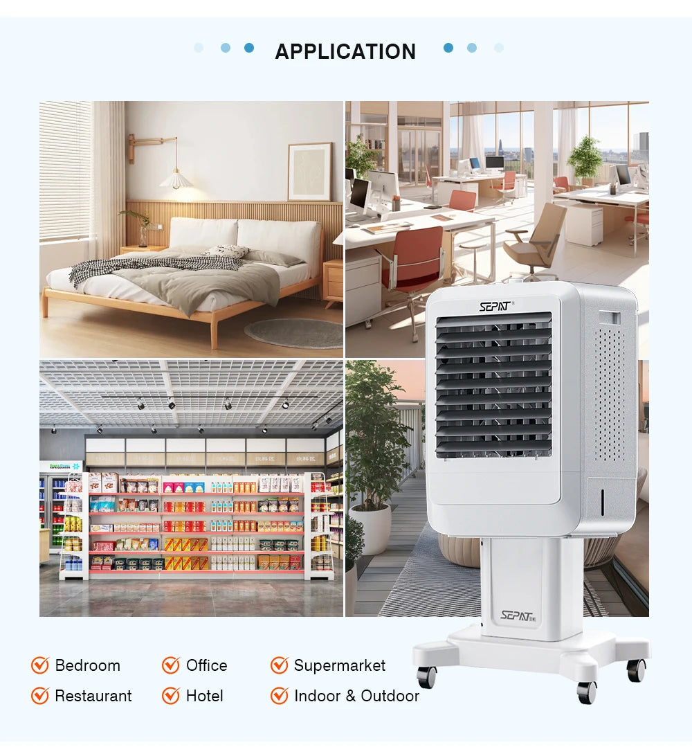 Home Room Cooling Small AC Electric Portable Mobile Water Evaporative Air Cooler Conditioner Fan with 20L Water Tank