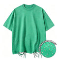 Solid Washed And Distressed T Shirt Men Trendy Loose Holes Clothes Summer Breathable Fitting Pure Cotton Soft Unisex T-Shirt