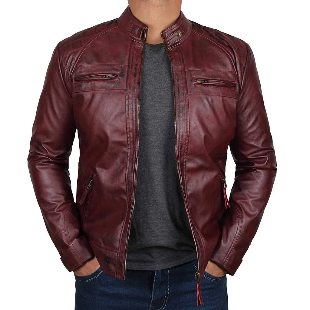 High Quality PU Coat Autumn Leather Jacket Men Slim Casual Moto Biker Stand Collar Solid High Quality Korean Leather Jakcets