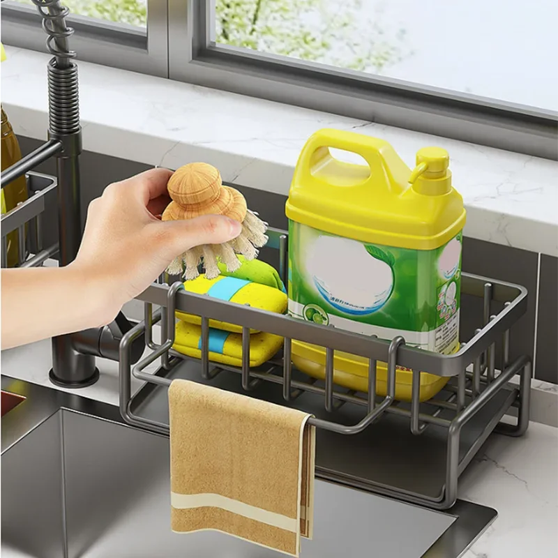 Kitchen Sink Drain Rack Organizer Plastic Self-draining Sink Shelf Soap Sponge Holder Dishcloth Towel Rack filter basket