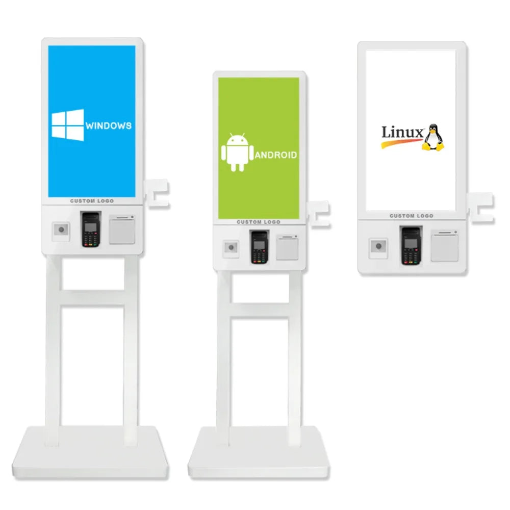 Restaurant 24 27 32 inch touch screen cashless POS fast food self-service order payment end point kiosk floor machine