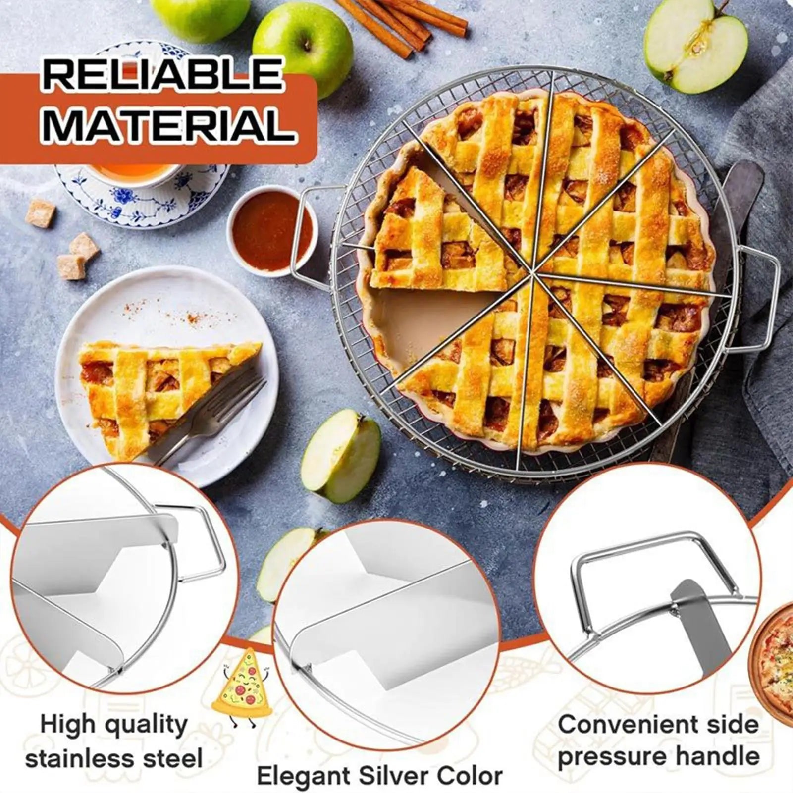 Cheese Cake Cutter Cake Cutting Tool Stainless Steel Pie Cutter Non-Stick Kitchen Gadgets Pastry Cheese Pizza Cutting Press Tool