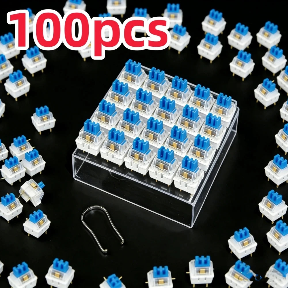 200/10pcs Mechanical Keyboard Switches Blue Switch Customizable Hot-Swappable 3 Pins Cross Stem for Mechanical Keyboard
