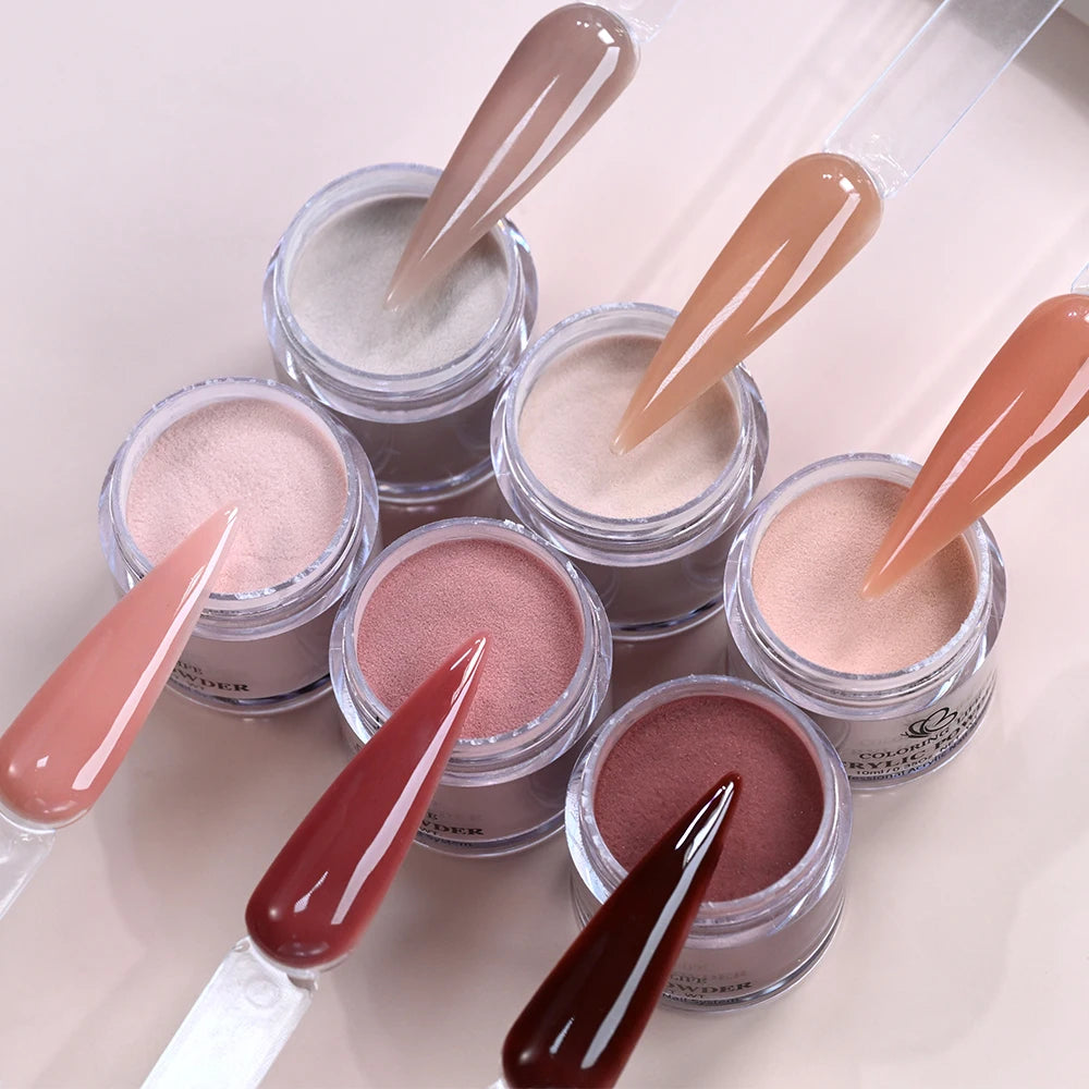 6Pcs/Set Burgundy Mocha Brown Nail Acrylic Powder Autumn&Winter Colors Nails Polymer for Nail Art Extension/Carving/Dipping Dust