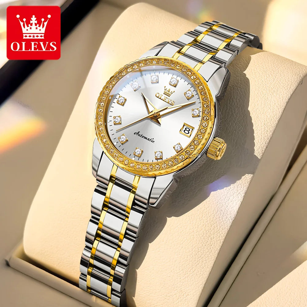 OLEVS Automatic Mechanical Watch for Ladies Auto Date Top Brand Business Luxury Women Watch NEW 7003