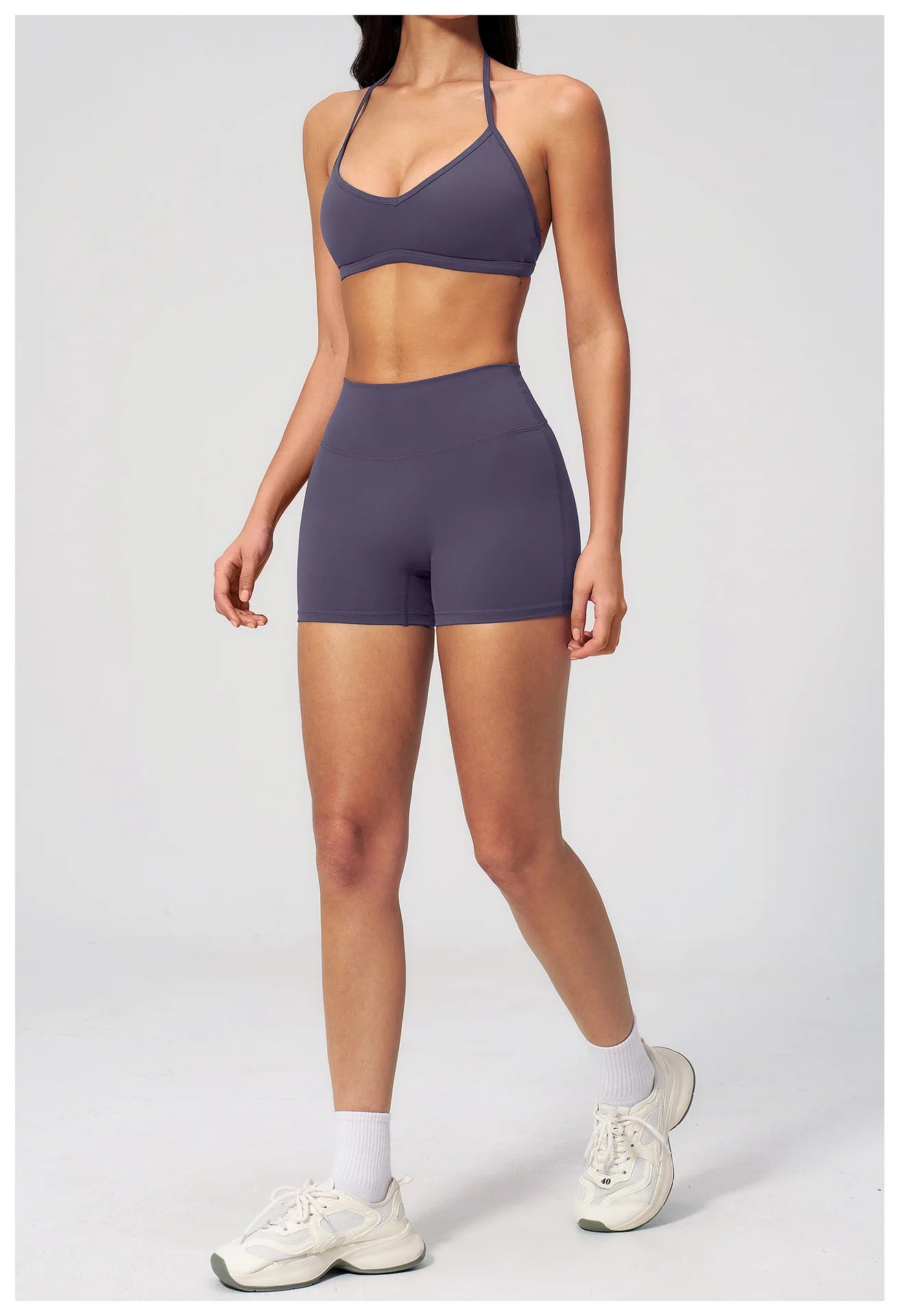 2 Pieces Yoga Set Women Tracksuit Backless Halter Tops High Waist Shorts Gym Suits Fitness Sportswear Workout Sets Athletic Wear