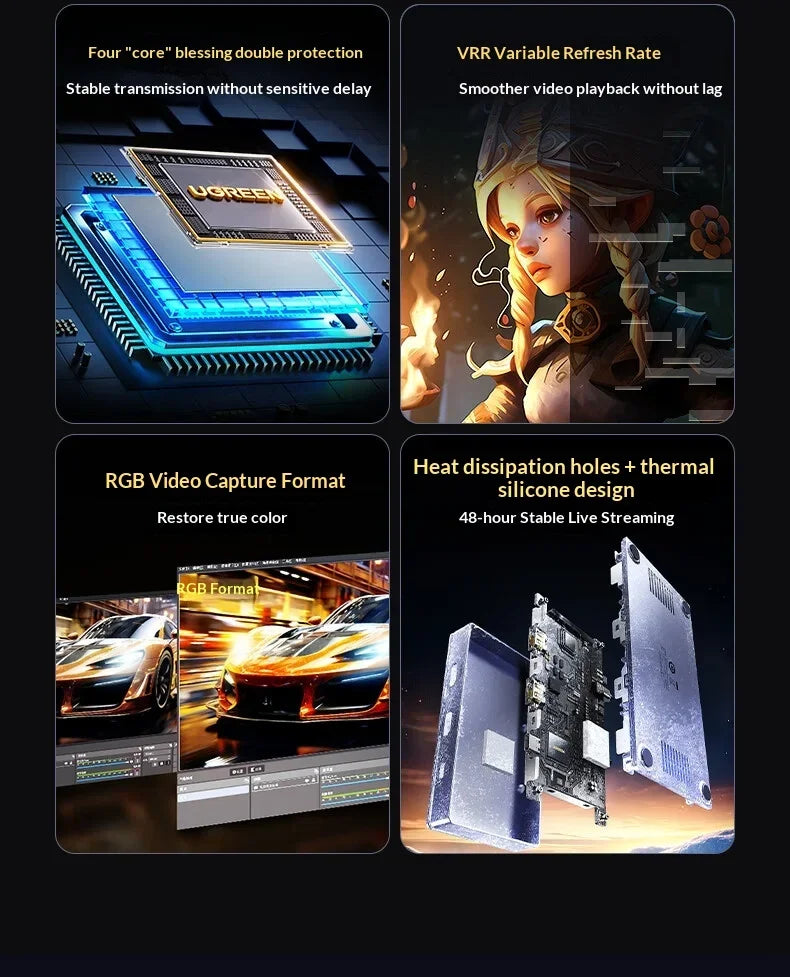 UGREEN 45645 CM758 HDMI Video Capture Card 4K 60Hz Capture and Loop-Out for Camera Console PC Live Streaming