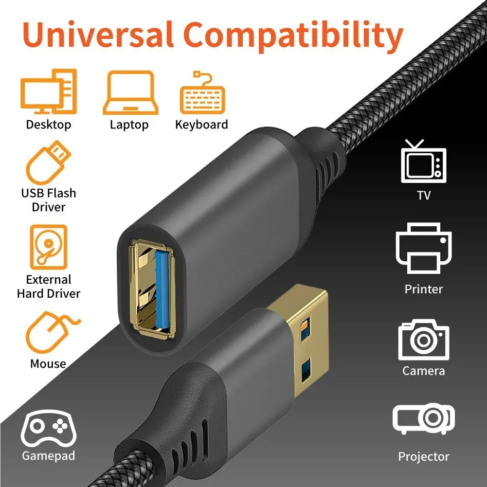 USB 3.0 Male-To-Female Extension Cable High-Speed Transmission Data Cable For Computer Camera Printer TV Extension Braided Cable