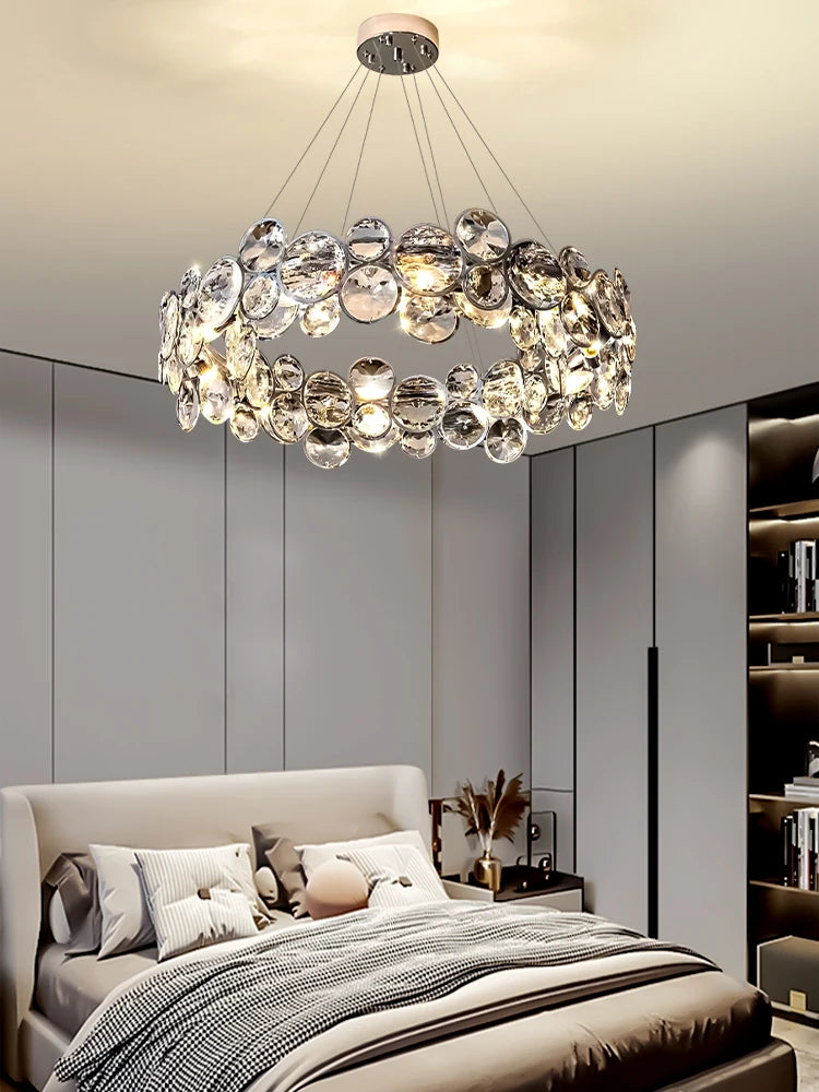 Modern Crystal Chandelier Luxury Villa Living Room Bedroom Dining Room Kitchen Modern LED Ceiling Hanging Lamp