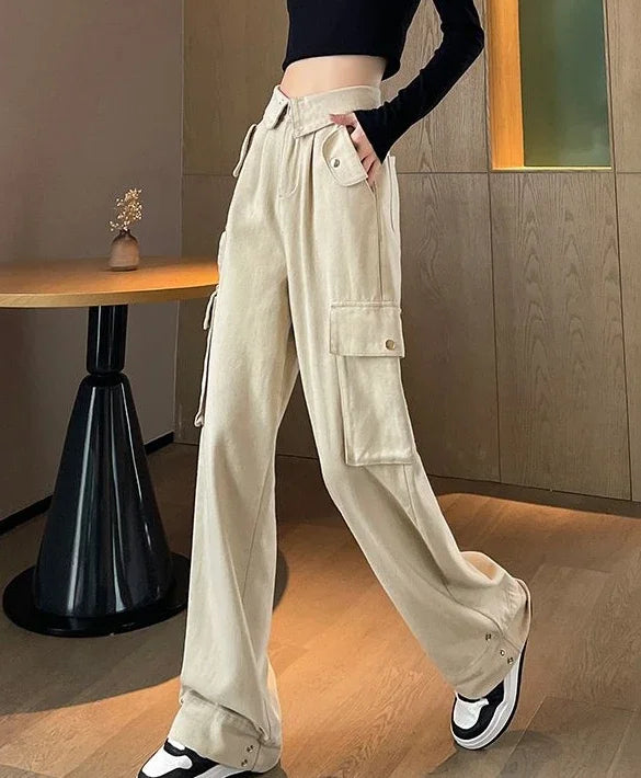 Denim Pants Woman Cargo Trousers Straight Leg with Pockets Jeans for Women Wide on Sale Stylish Loosefit Size X Larg Gyaru Baggy