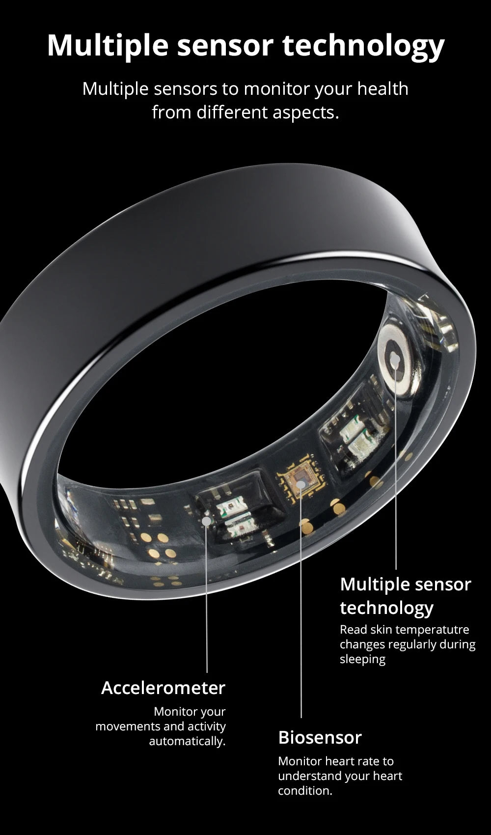 2024 COLMI R09 Smart Ring Men Women with Charging Case, Health and Sleep Monitor, Skin Temperature Monitor, 60 days battery life
