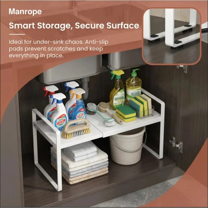 Expandable Kitchen Cabinet Organizer Multi Level Layered Storage Rack for Seasonings Dishes Spices Plates Space Saving Home