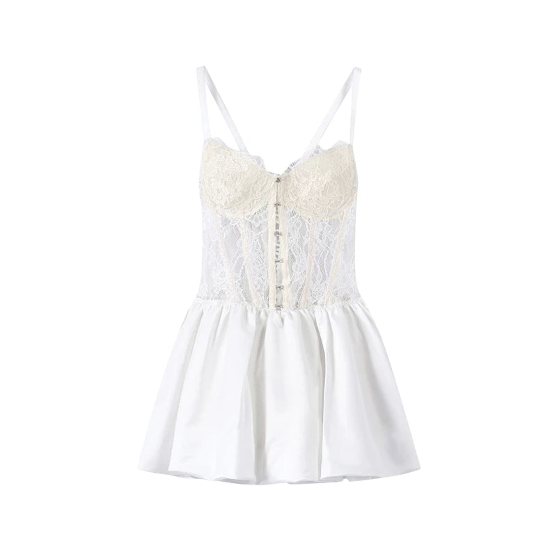 Sexy Fishbone Corset Mini Dress Women Black Hollow Out Backless Bandage Bubble Dresses 2026 Summer Party Festival Dresses
