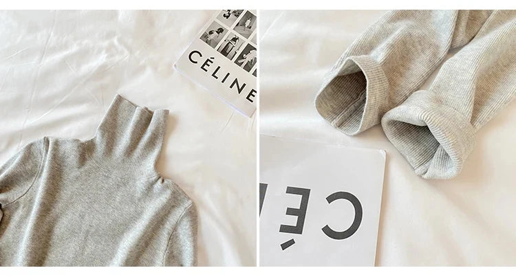 2026 Autumn Winter Basic Slim Soft Solid Color Turtleneck Sweater Women Pullover Casual Long Sleeve Chic Bottom Knitted Jumper