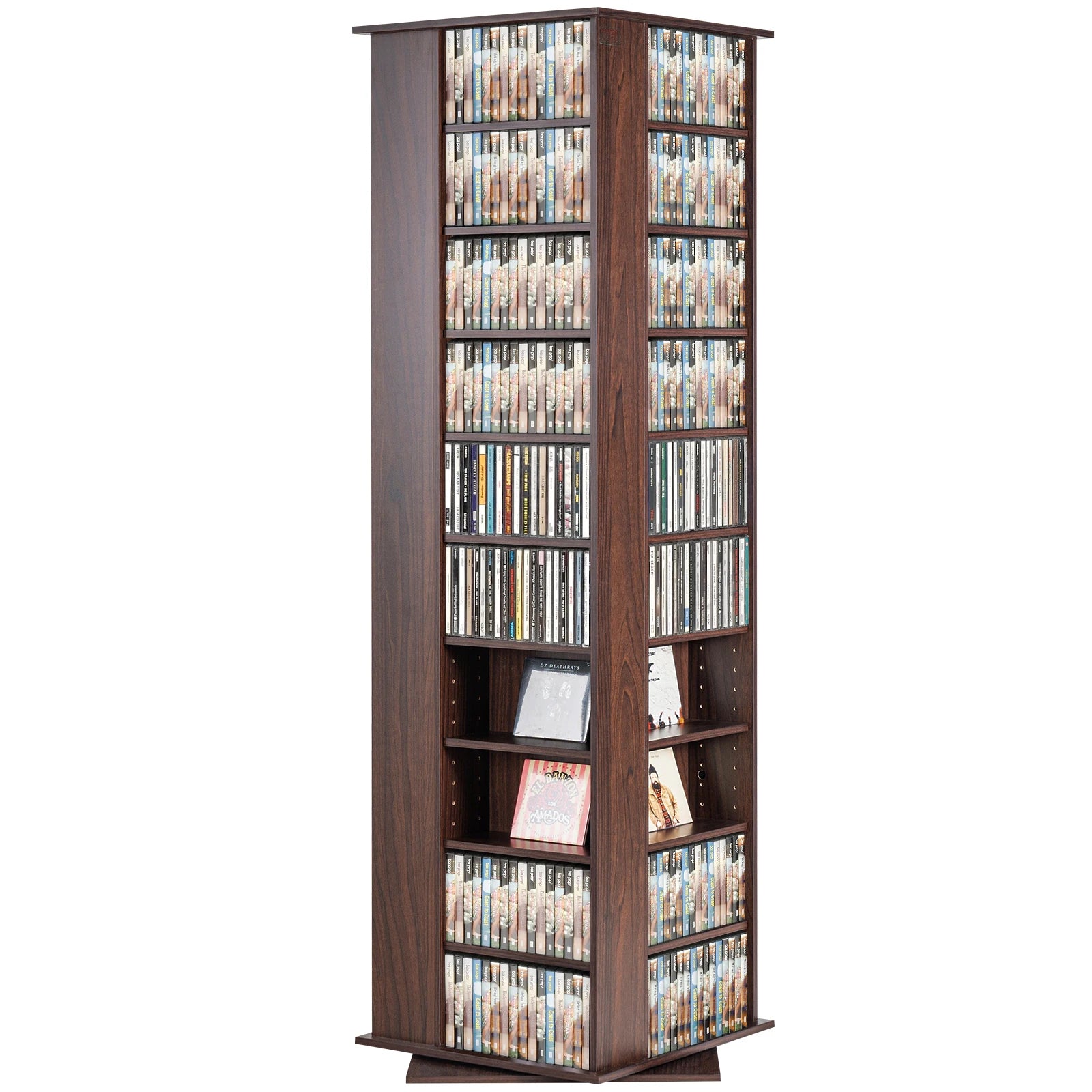 SucceBuy Media Storage Cabinet Rotating Media Tower Protects And Organizes Music Movie Video Games CD or Memorabilia Collections