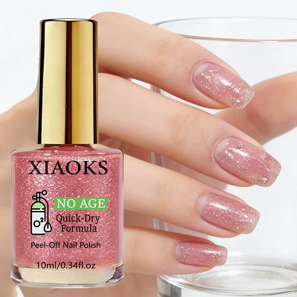 Rose Pink Glitter Nail Polish - Natural, Quick-Drying, No-Bake Formula, Long-Lasting Shine for Nails, Protects Thin and Soft Nails, Strengthens Nails, Enhances Beauty, Suitable for Holiday Gifts, Quick-Drying Nail Polish, Fas