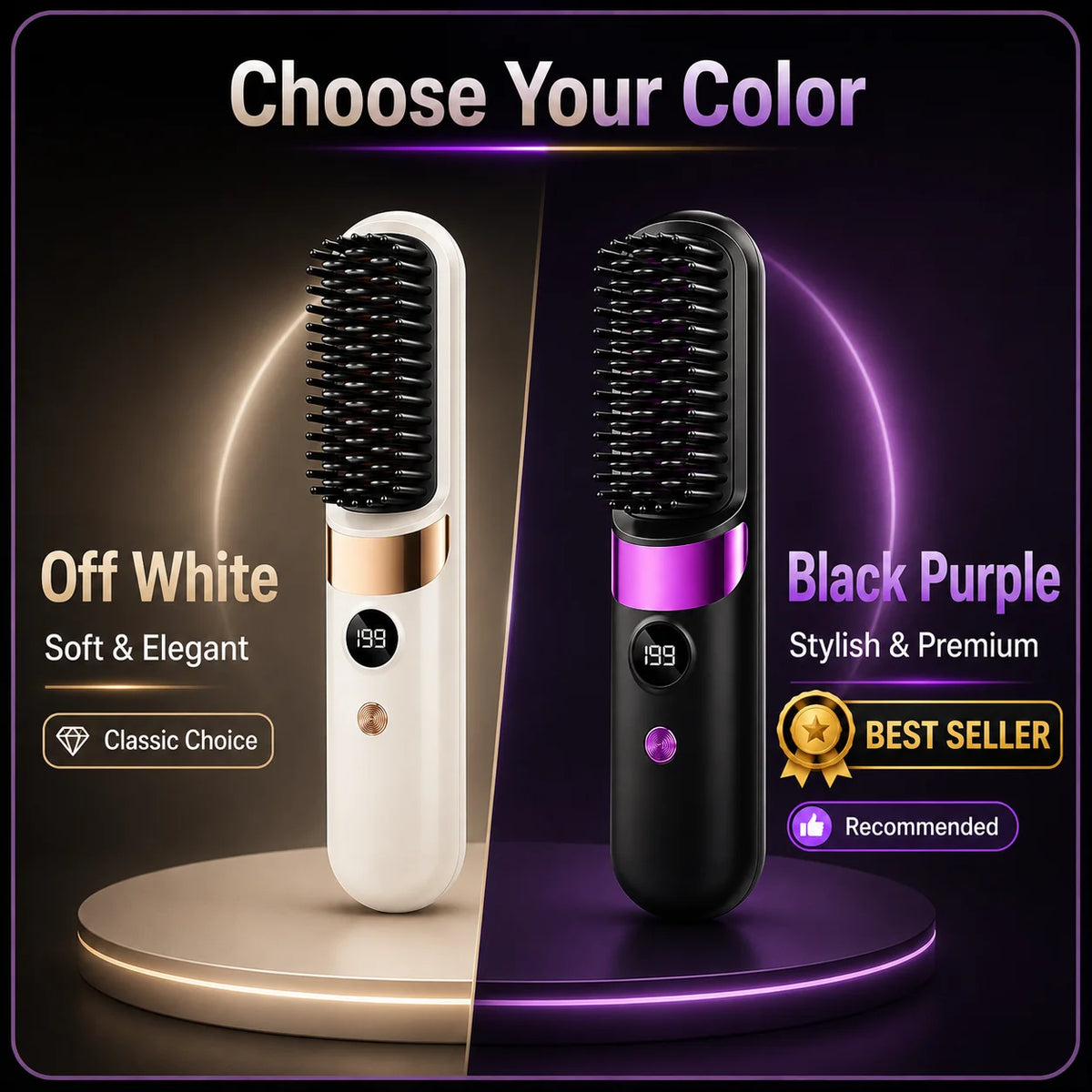 Portable Hair Straightener Brush USB Charging Cordless Hot Comb Ceramic Coating Ionic Anti Frizz Styling Tool