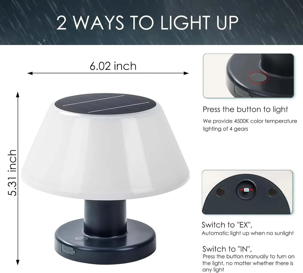 Outdoor Solar Lighting for Garden USB Rechargeable Indoor Desk Bar Decor 4 Brightness Dimmable Garland Lamp