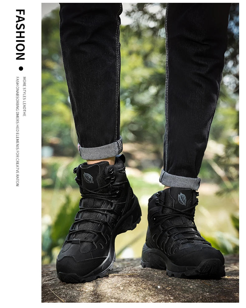 Winter Anti-slip Mens Boots Outdoor Leather Hiking Boots Breathable Men Desert Boots Comfortable Ankle Boots Men Work Shoes