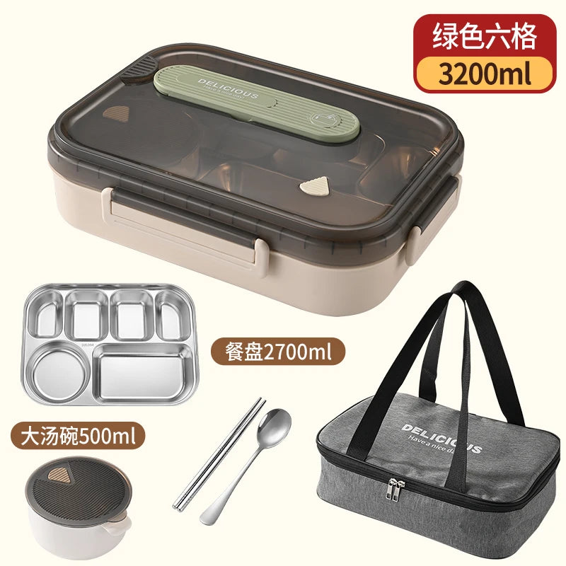 Portable Insulated Stainless Steel Lunch Box for Office Workers And Students Sealed Bento with Microwave Heating Food Container