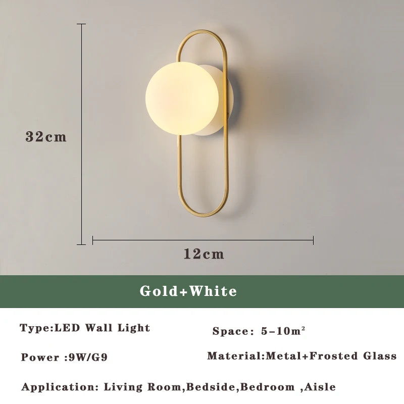 Modern LED Wall Lamps Black Gold Glass Ball Wall Sconces Living Rom Bedroom Hotel Decor Wall Lights Bedside Lights Aisle Lamp G9