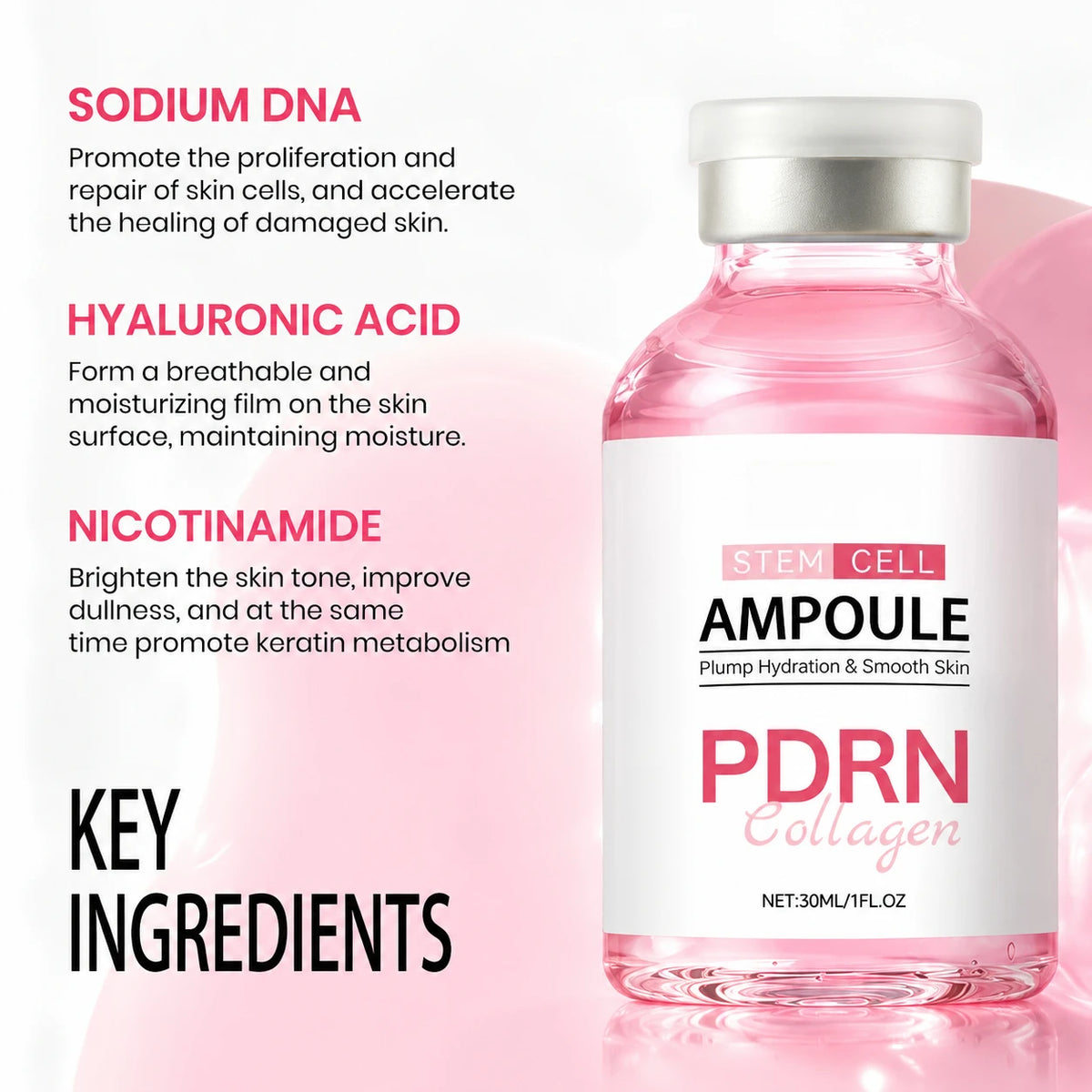 PDRN Stem Cell Ampoule Serum Collagen Anti-Aging Moisturizing Firming Brightening Reduce Fine Lines Facial Skin Care