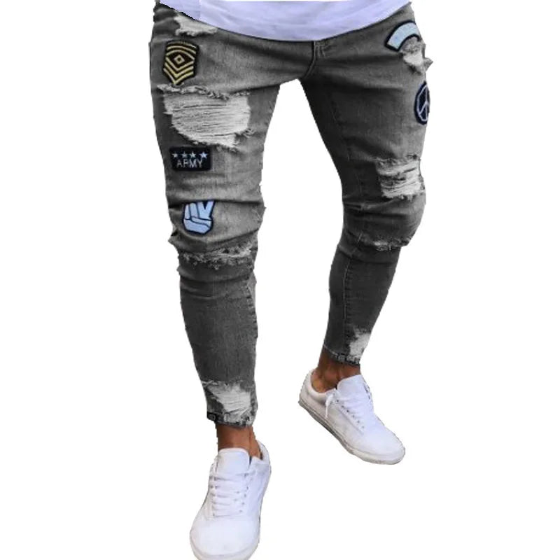 Mens Black Jeans Slim Fit Quality Gray Casual Male Jeans Pants Skinny Fit Men Pants Hip Hop Streetwear Cotton Denim Trousers