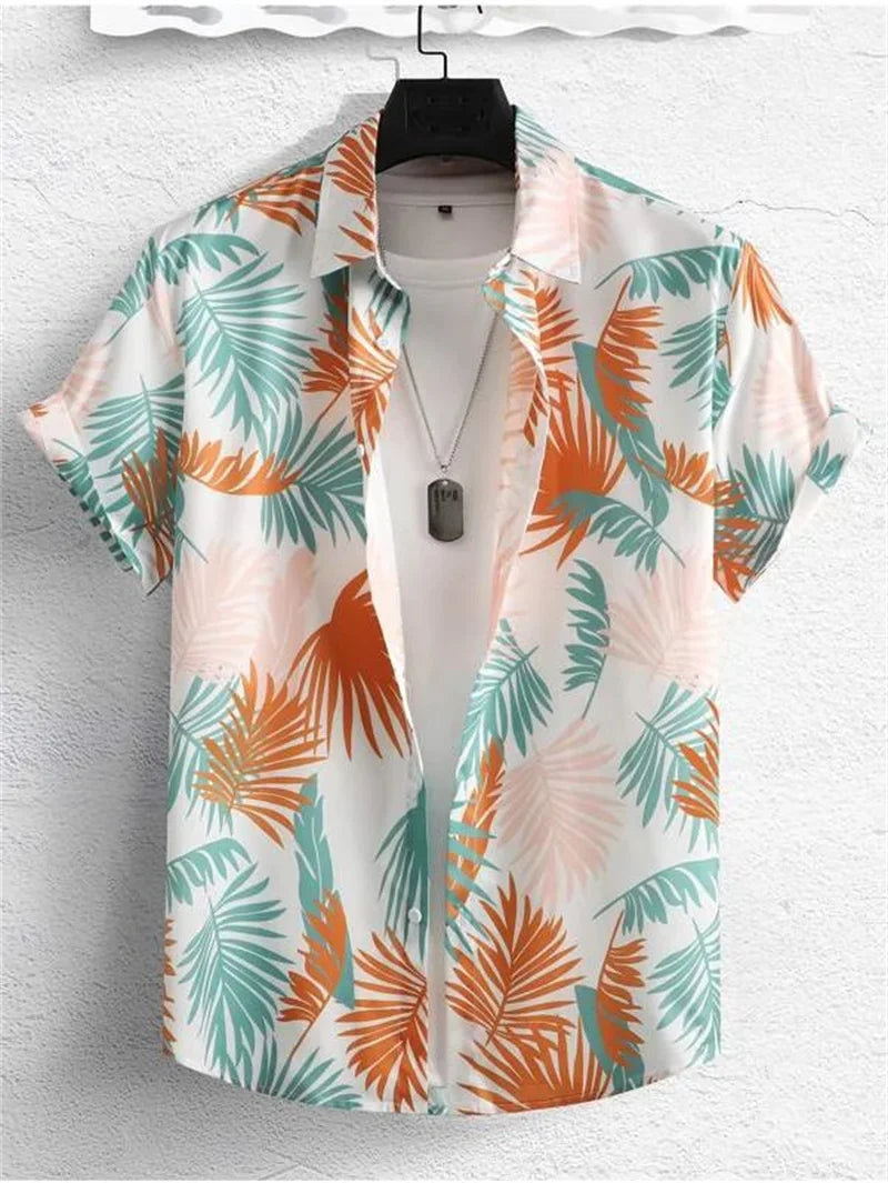 Summer Hawaiian Flower 3D Shirt Plant Printed Men's Clothing Street Loose 3XL Men's Top Trendy Beach Party Social Clothing Tops