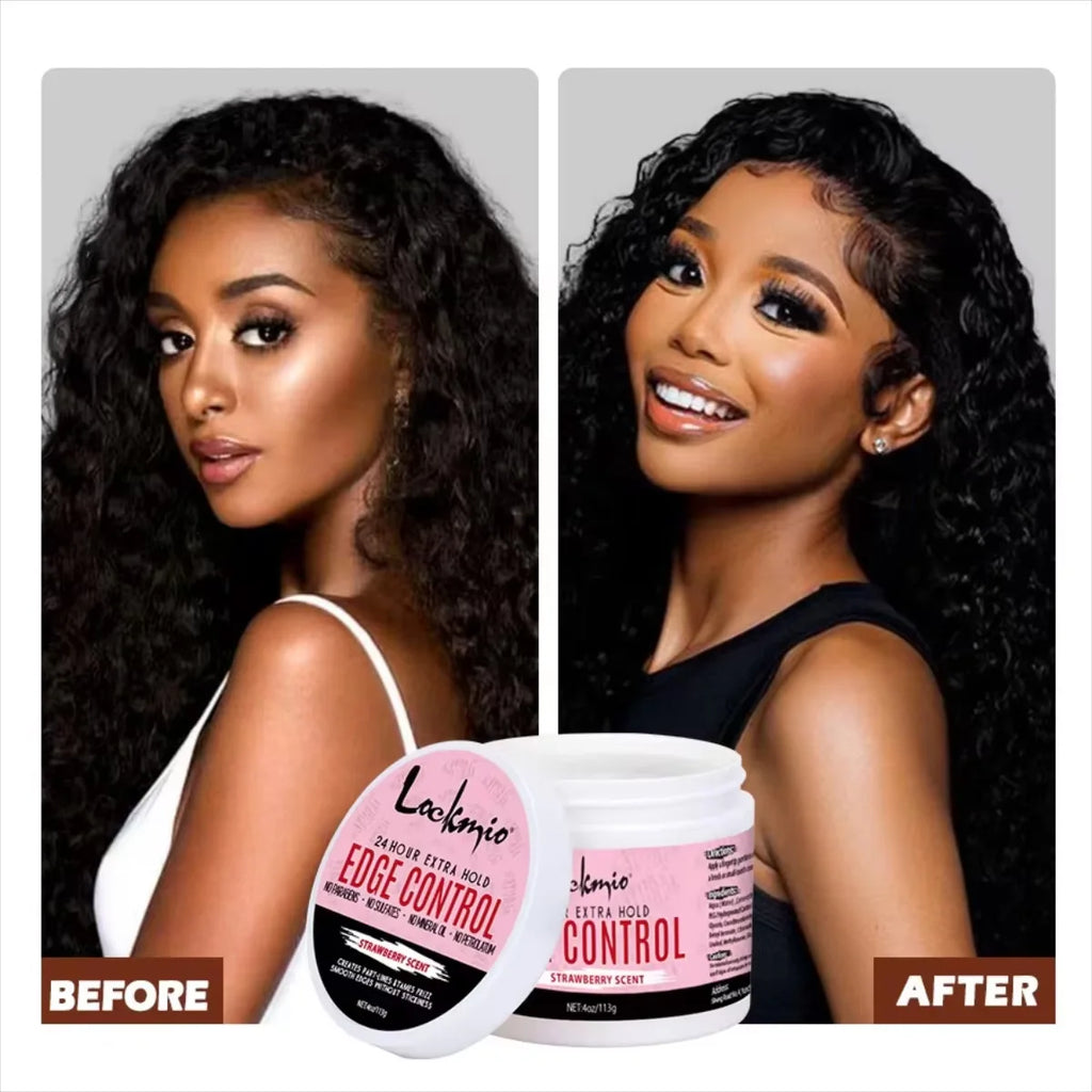 LOCKMIO Hair Flyaways Control Gel & Brush Women Hairline Styling Gel 113g Long-lasting Hair Care Edge Defining Wax Cream for Wig