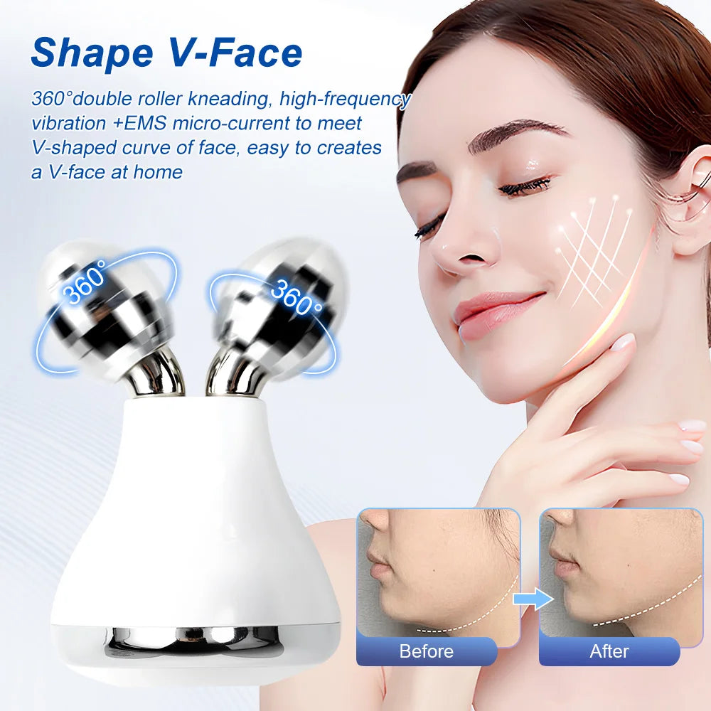 EMS Face Roller Massager Microcurrent Vibration Facial Neck Skin Care Device Face Lift Contour Beauty Tool Portable