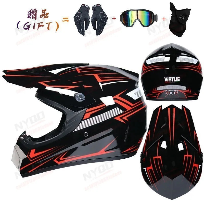 Off-road Motorcycle Helmet, Adult Motocross ATV Downhill MTB DH Helmet with Visor, DOT Approved Capacetes for Riding