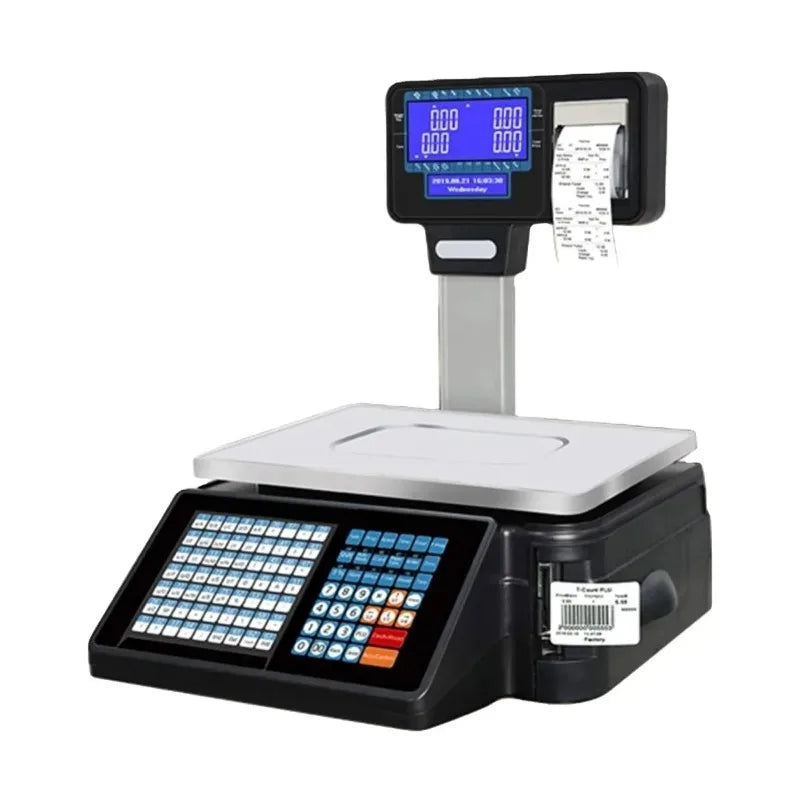 15kg Retail Shop Label Scale Display Touch Screen for Weighing Fruits Meat Vegetables - Shop Label Scale