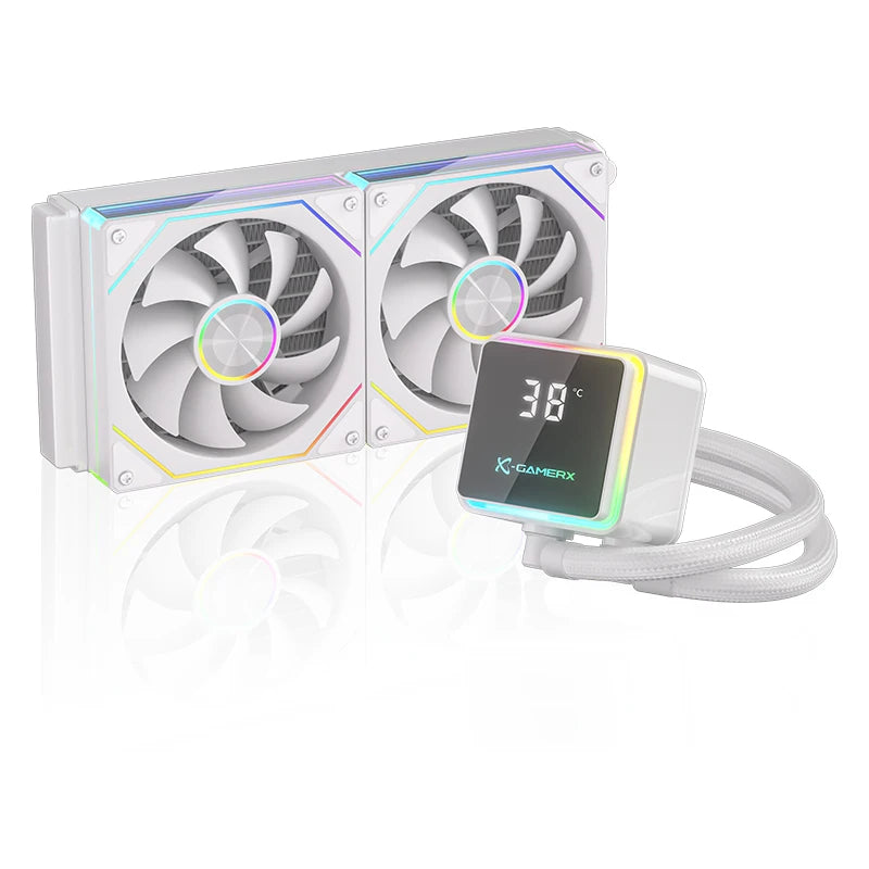 X-GAMER M240 water cooler Global ARGB light CPU Digital temperature display 360° magnetic cover 240mm watercooling
