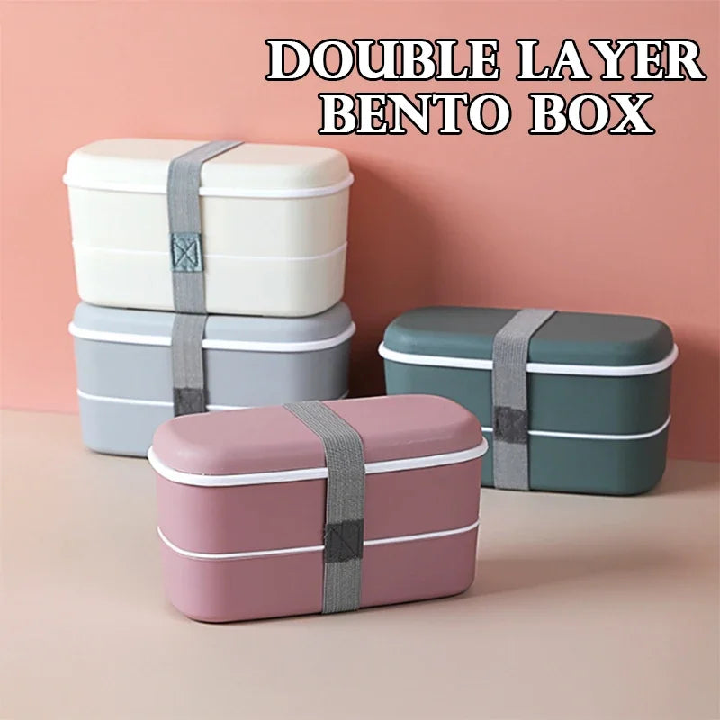 New Portable Leak-proof Food  Double-layer Bento Box Lunch Box  Lunch Box for Kids Food Container Food Storage Snack