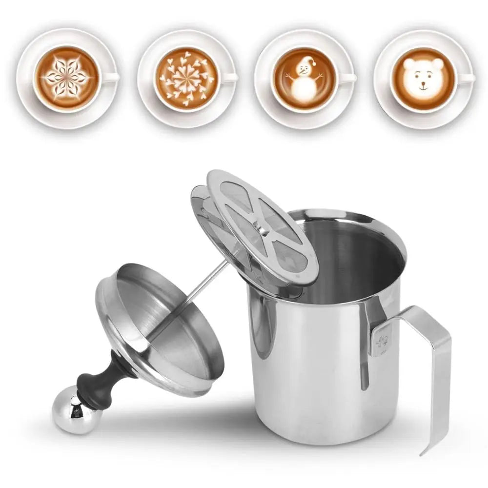 Double Mesh Stainless Steel Milk Frother Professional Modern Simplicity Manual Milk Frother Handheld Design