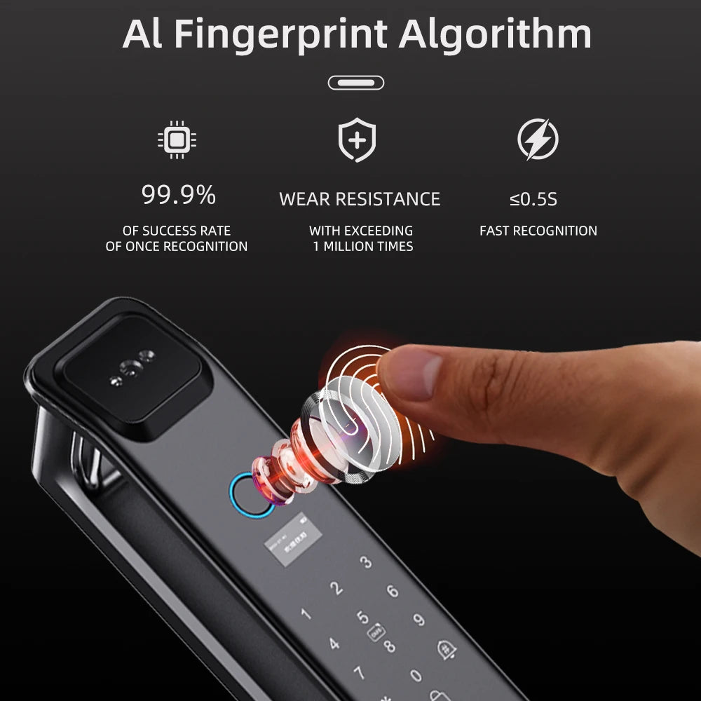 EGFirtor Password Door Lock Face Recognition Fingerprint Lock with Camera Biometric Smart Digit Lock
