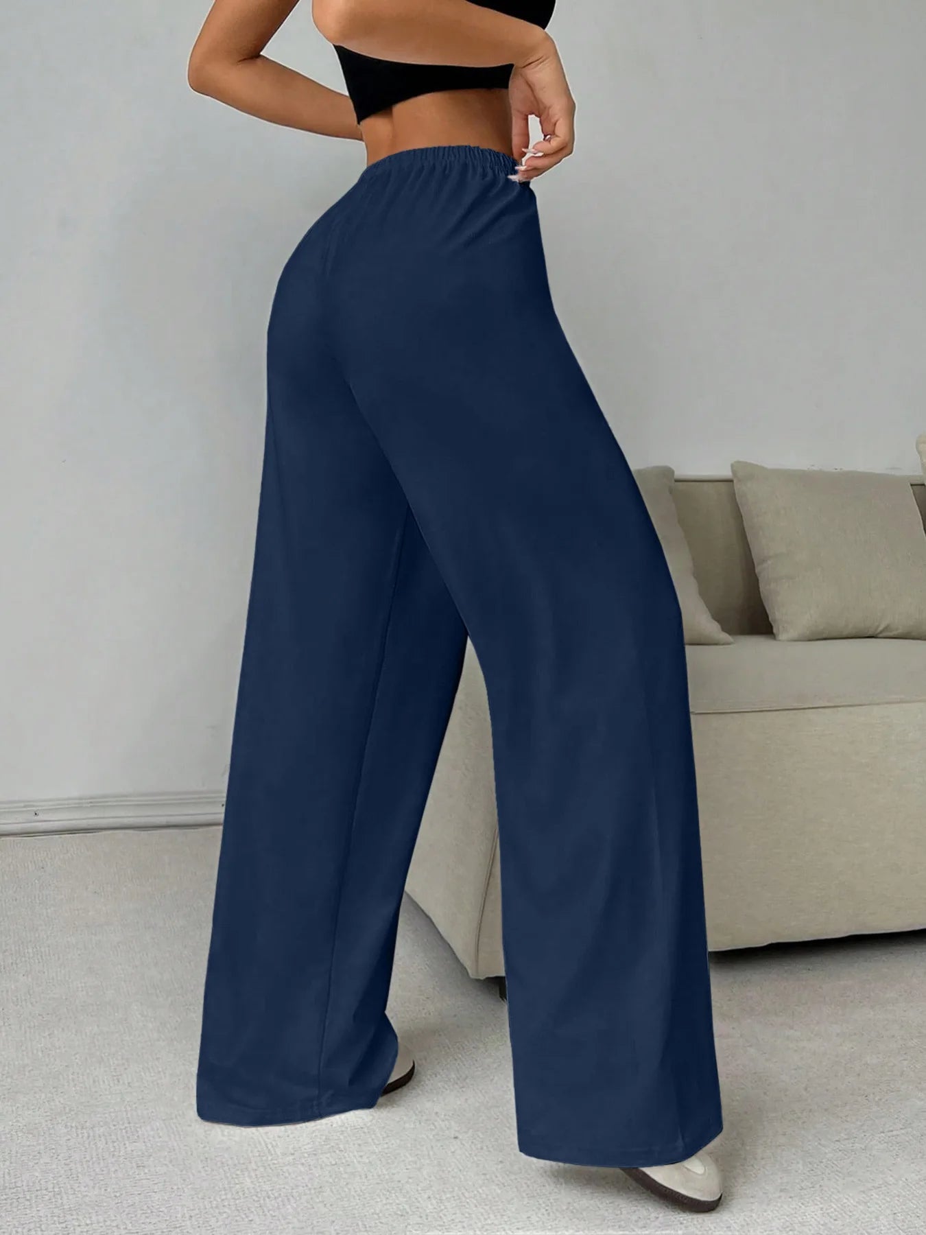2026 Women's Casual Four Seasons Comfortable Loose Woman Pants Solid  Drawstring Elastic Belt Wide Leg Running Chic Women Pants