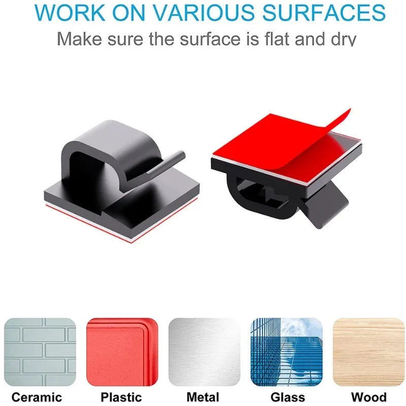 10/20/50PCS Cable Organizer Clips Wire Winder Holder Earphone Mouse Cord Clip Protector USB Cable Management Clips Wire Manager