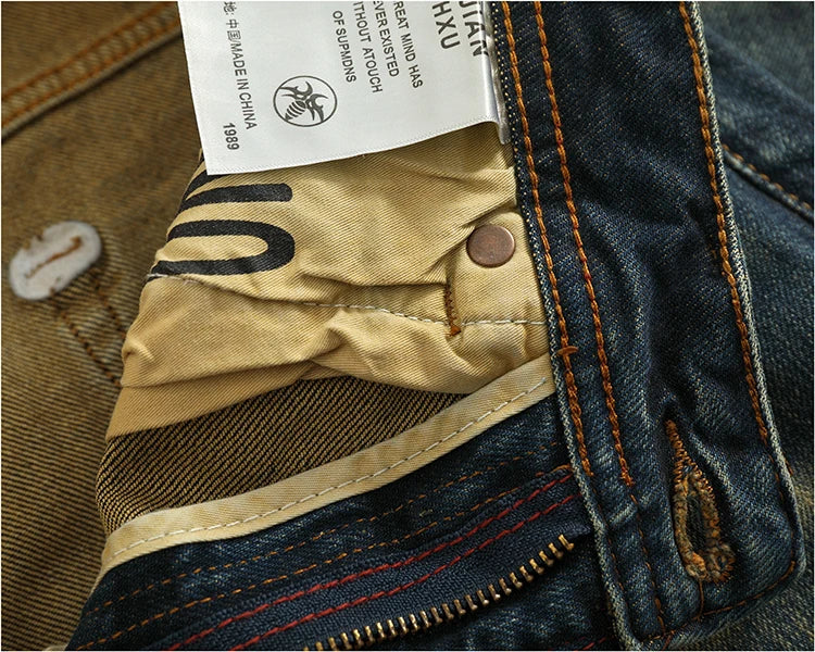 2025 Spring and Autumn New American Retro Heavyweight Denim Jeans Men's High Street 94.2% Cotton Washed Straight Casual Pants
