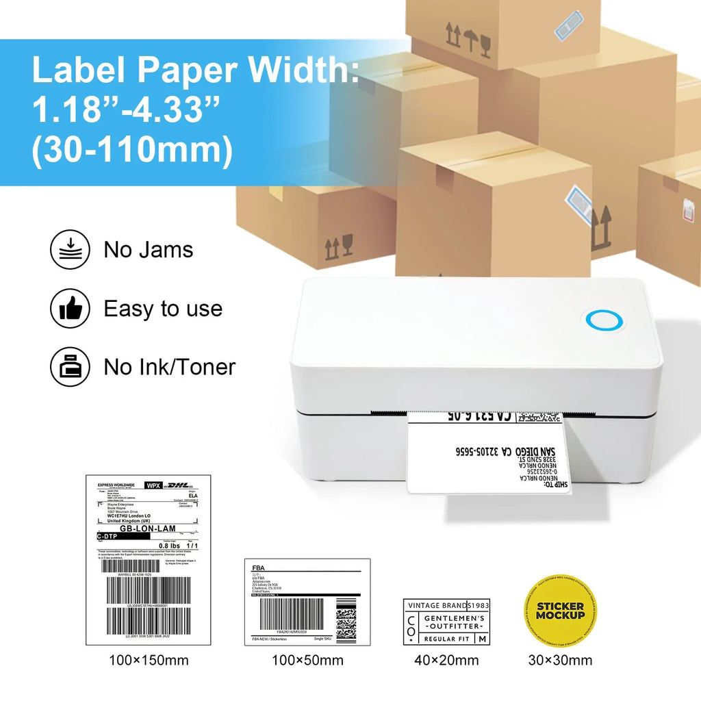 Thermal Label Printer Small Wireless Shipping Label Printer 4X6 inch Portable Maker Compatible with Various systems
