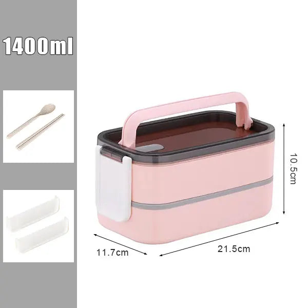 Stackable Bento Lunch Box with Handle Japanese Lunch Box Kit with Spoon & Chopstick Lunch Containers Storage Box for Kids Adult