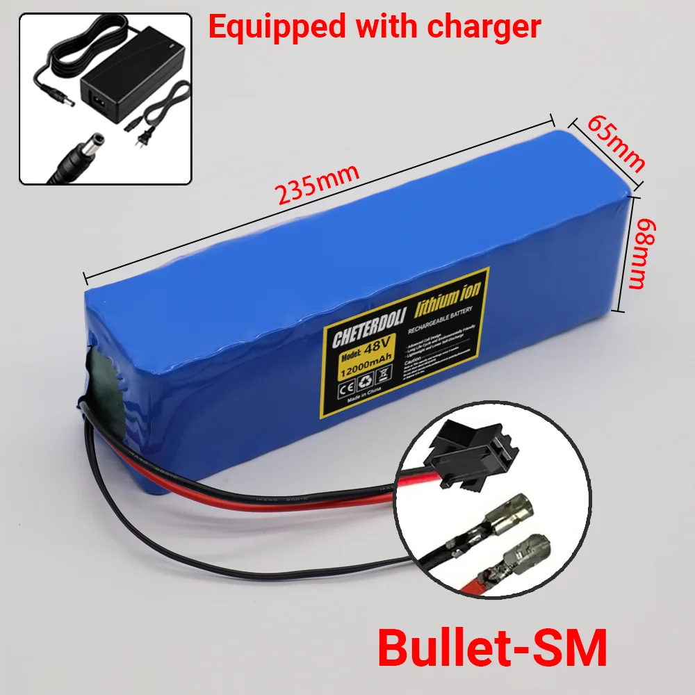 48V E-scooter Battery 12Ah real capacity 13S3P 18650 Lithium-ion battery Pack 500W 1000W motor BMS system wiht 2A Charger