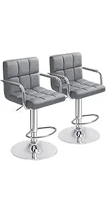 Furmax Set of 2 Modern PU Leather Swivel Adjustable Hydraulic Bar Stools White