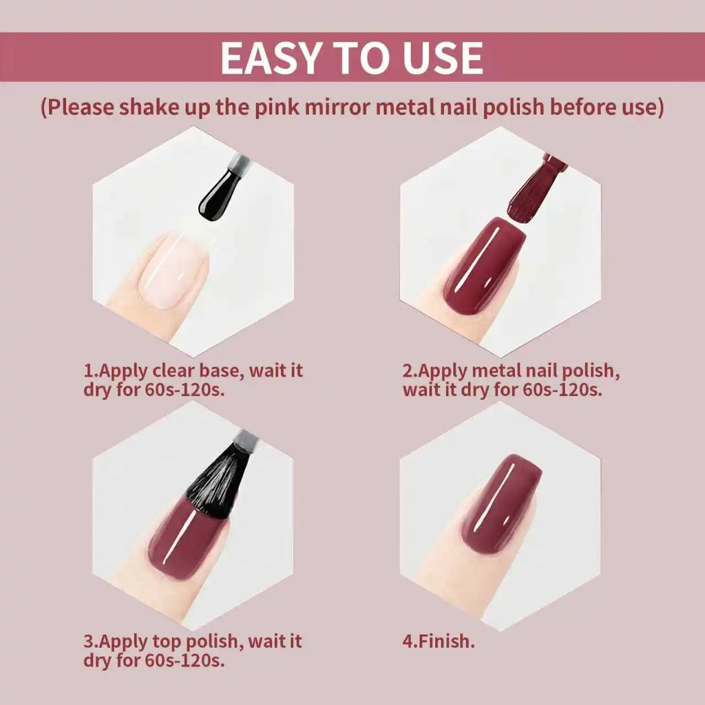 10ml Semi-Transparent 'Iced Bayberry' Colored Nail Polish; Quick-Drying (No Lamp Required), Strengthens Nails, Enhances Shine