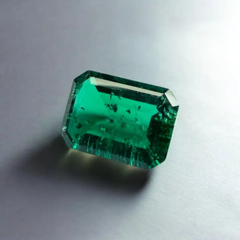 Top Lab Grown Zambia Emeralds Hydrothermal Emerald Hand Cut with Cracks Inclusions Inside Selectable  Certificate