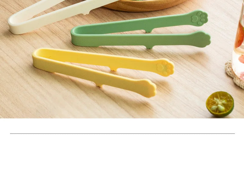 Cute Cat Paw Silicone Food Tongs Multicolor Food-Grade Kitchen Gadgets for Fruit Salad  Ice Cube Practical Kitchen Accessories