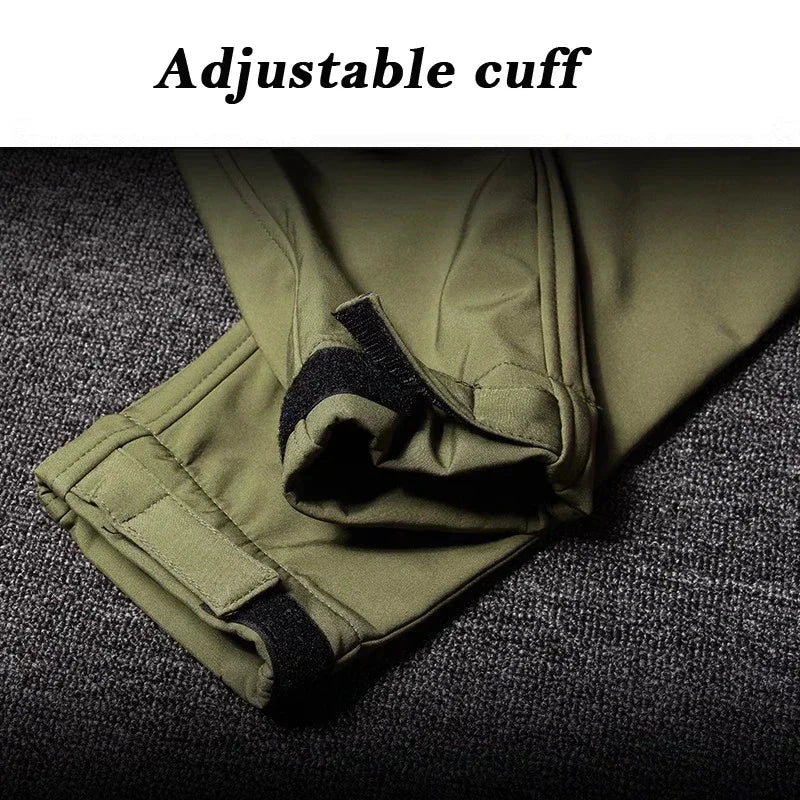 Waterproof Shark Skin Tactical Sets Mens Thicken Fleece New Soft Shell Combat Jackets+windproof Warm Cargo Pant 2 Piece Set